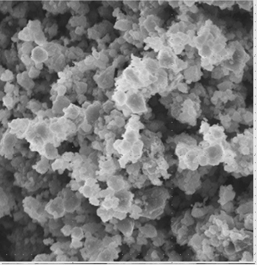 A grayscale close-up of a textured, porous granular material filling the entire frame.